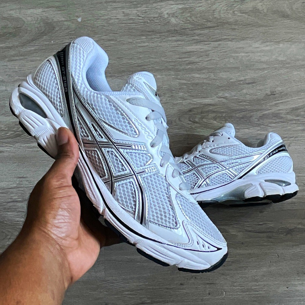 Size 9- ASICS GT-2160 Men's Cushioned Mesh Sneakers White/Silver/Black